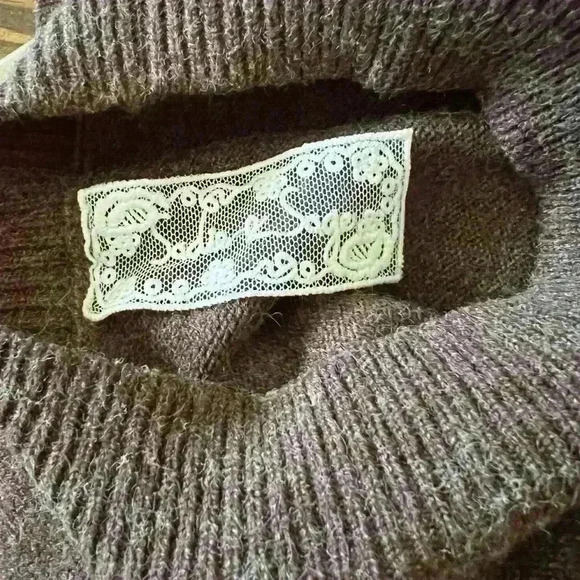 Sadie & Sage angora & polyester s/m sweater, distressed destroyed hem, brown EUC - Picture 3 of 6